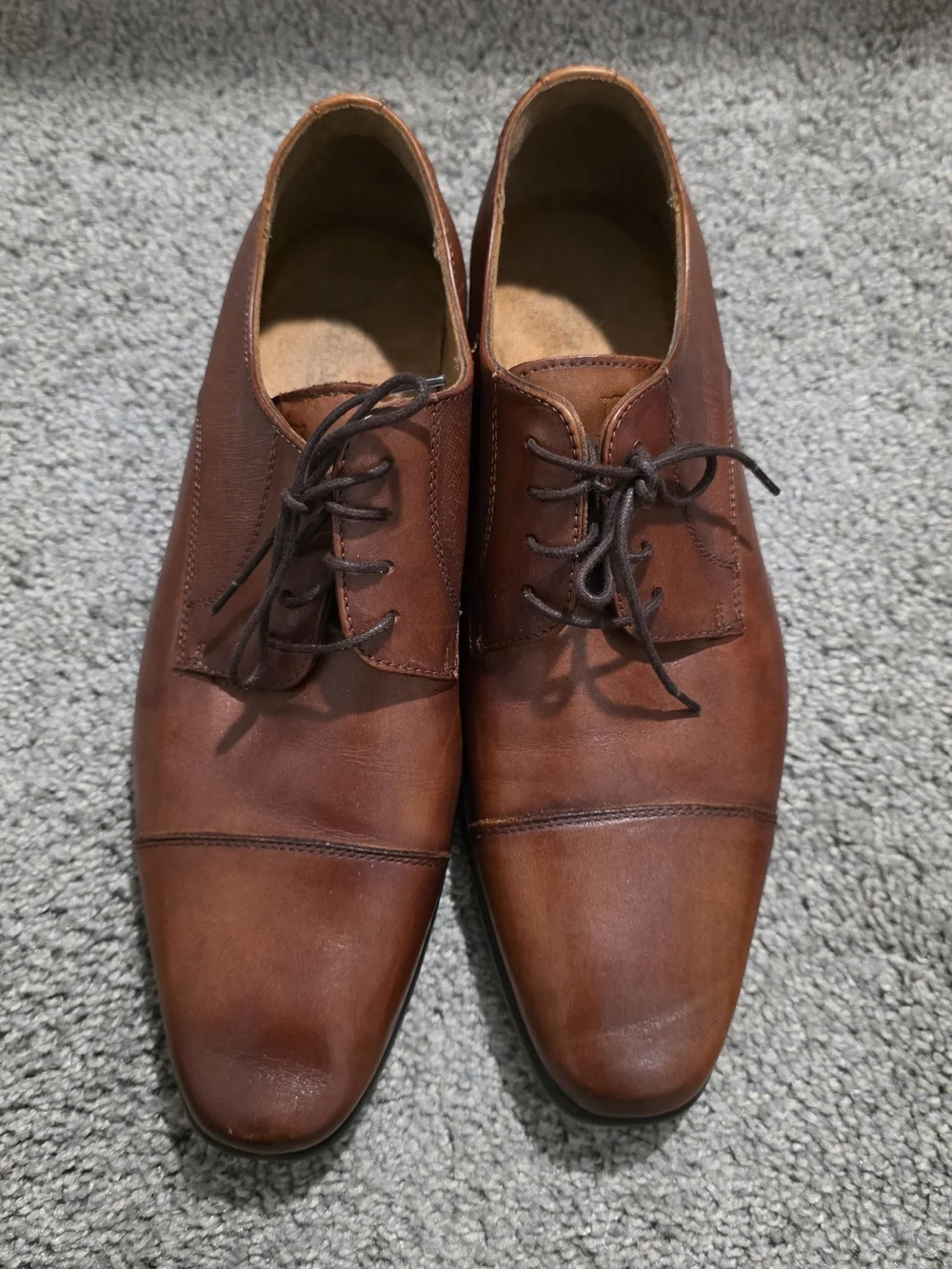 Florsheim Cognac Brown Leather Cap-Toe Derby Shoes